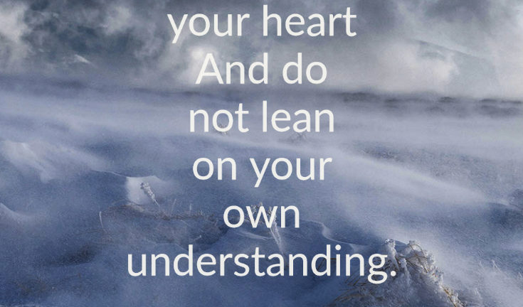 Trust in the LORD with all your heart And do not lean on your own understanding – Proverbs 3:5